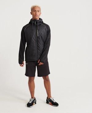 Superdry Active Water Repellent Hybrid Férfi Kapucnis Pulóver Fekete | BZECJ8716